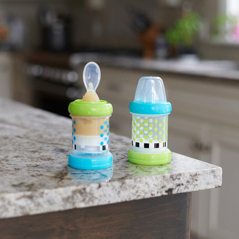 Sassy Baby Food Nurser – 4+ Months Set of 2- 4oz 100% Silicone Nipple and Spoon BPA-Free (30182)