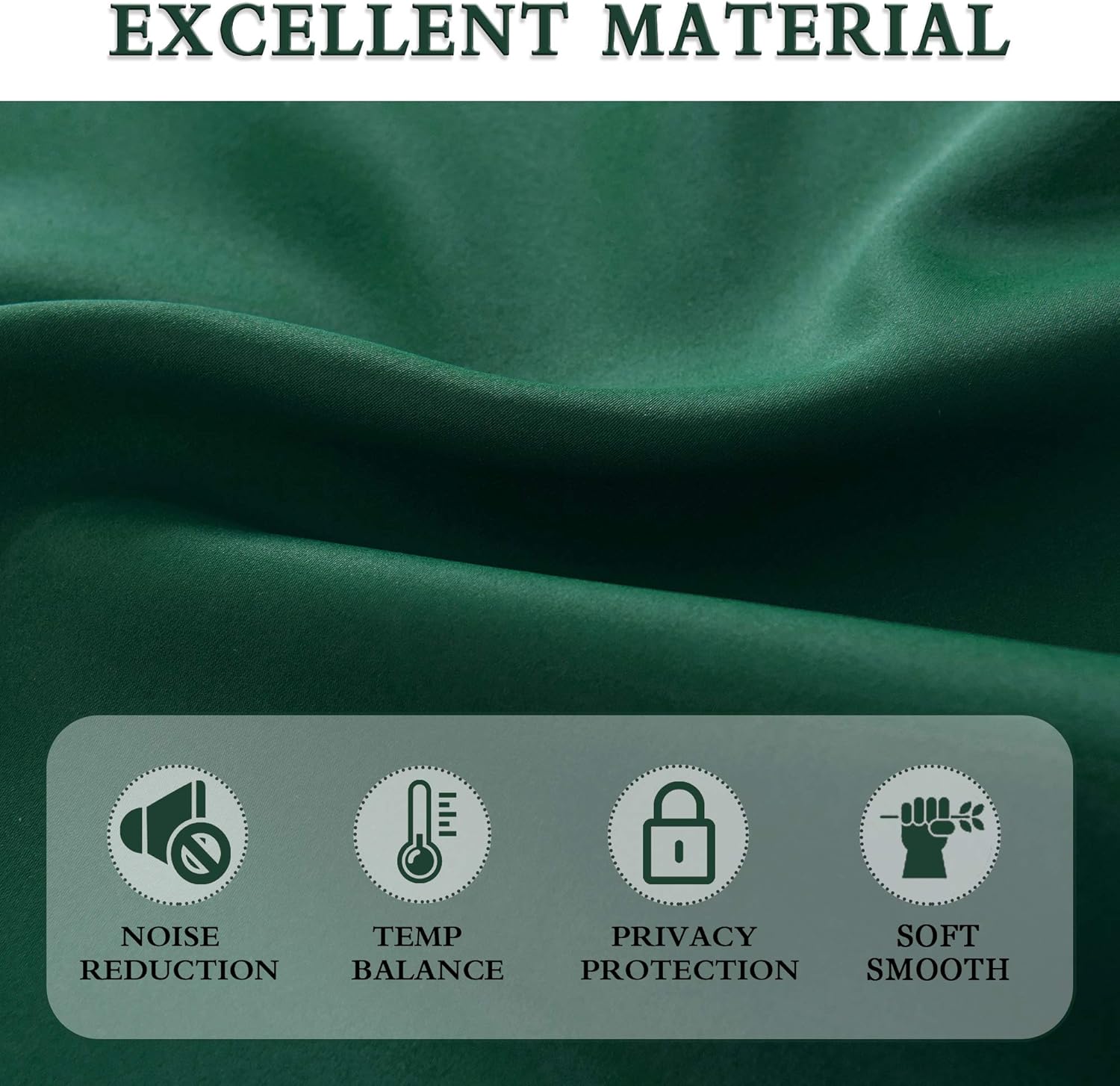 DONREN Hunter Green Blackout Thermal Insulating Window Curtain Panels for Bedroom with Rod Pocket (42 x 54 Inches Long,2 Panels)