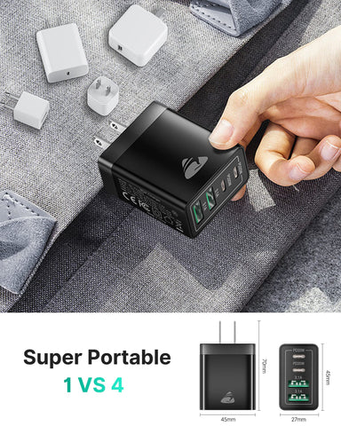 [2-Pack] USB C Wall Charger Block, Aiminu 40W 4-Port Fast Charging Block Dual Port QC+PD Power Brick Multiport Type C Charger Plug Adapter for iPhone 15 14 13 12 11 Pro Max XS XR SE 8 Plus, Samsung