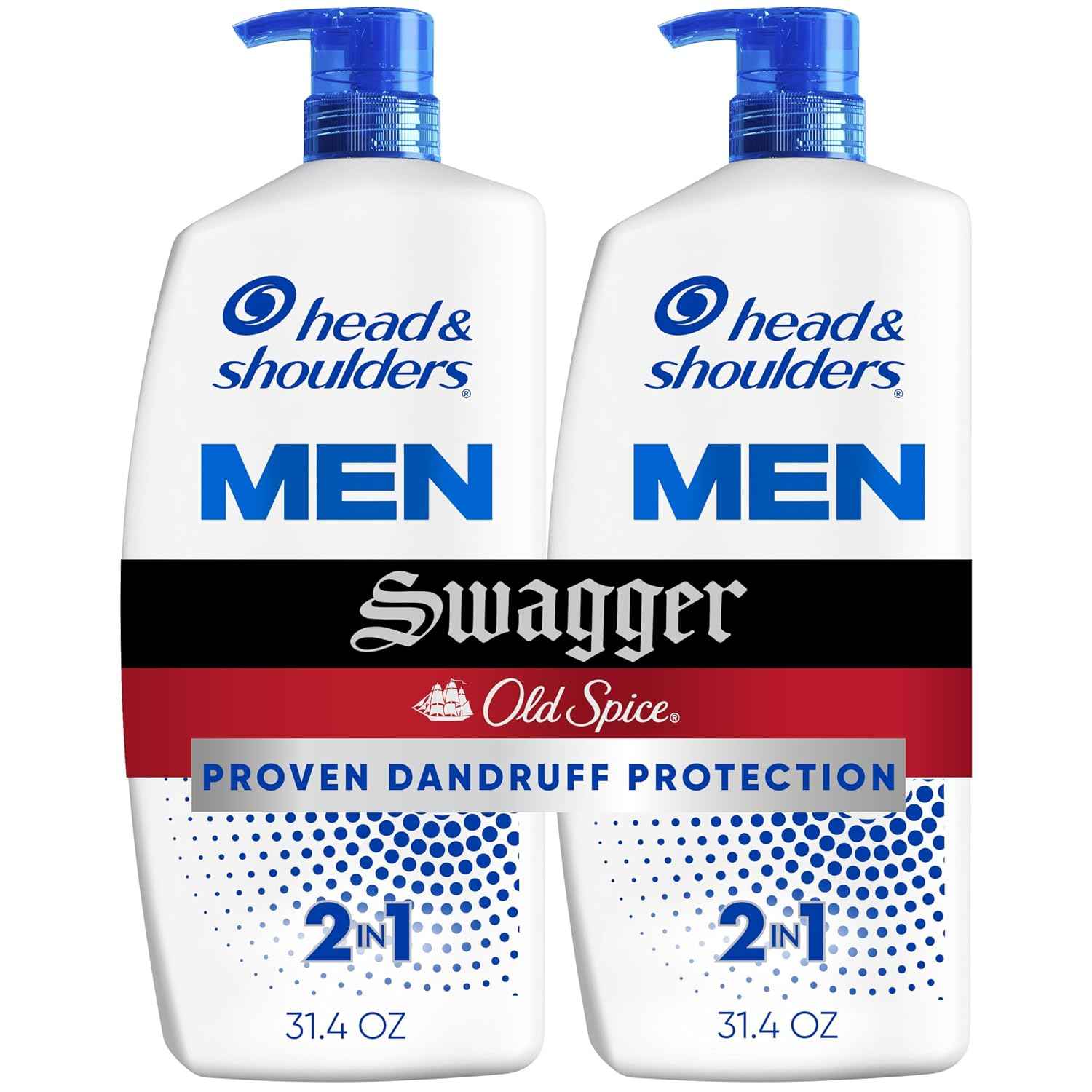 Head & Shoulders Mens 2-in-1 Shampoo and Conditioner | Old Spice Swagger | Anti-Dandruff Shampoo Value Pack for Men with 1% Pyrithione Zinc, Fights Itch & Dryness, 31.4 Fl Oz Each