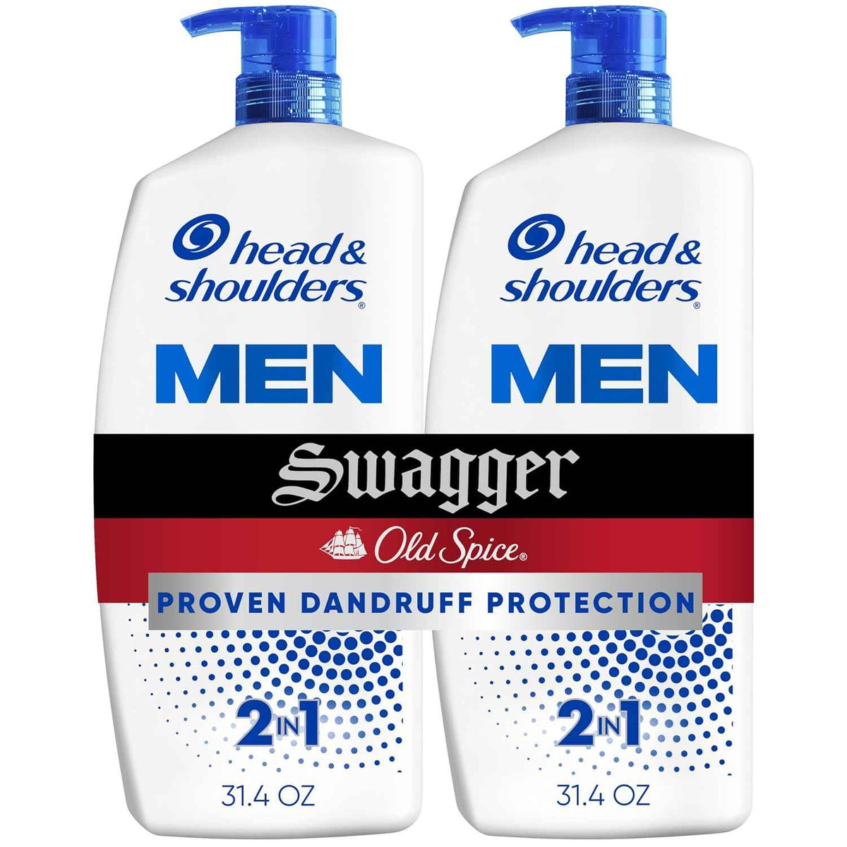 Head & Shoulders Mens 2-in-1 Shampoo and Conditioner | Old Spice Swagger | Anti-Dandruff Shampoo Value Pack for Men with 1% Pyrithione Zinc, Fights Itch & Dryness, 31.4 Fl Oz Each
