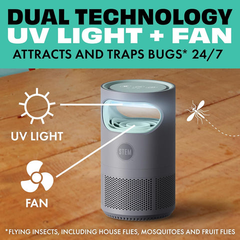 STEM Flying Insect Indoor Fan Trap, UV Light, 1 Device + 5 Glue Traps
