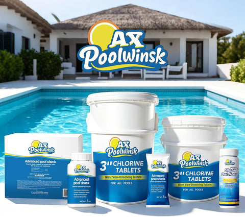 3 Inch Chlorine Tablets 5 lbs, 99% Trichlor, 90% Available Chlorine, Slow Dissolving Stabilized Pool Sanitizer, Kills Bacteria & Controls Algae for Swimming Pools - 5 Pound