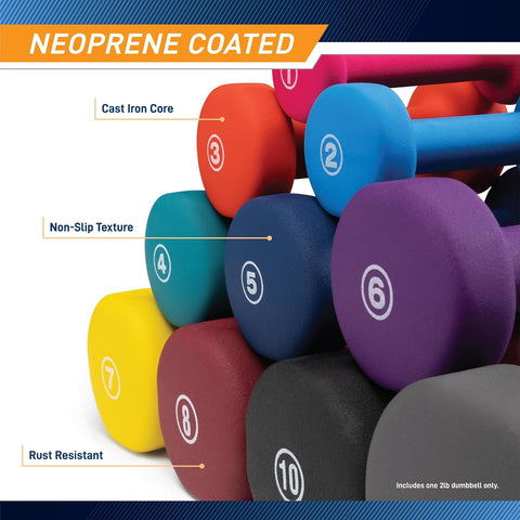 Marcy Colored Neoprene Dumbbell Hand Weights, Exercise Free Weights for Home Gym - Sold in Singles