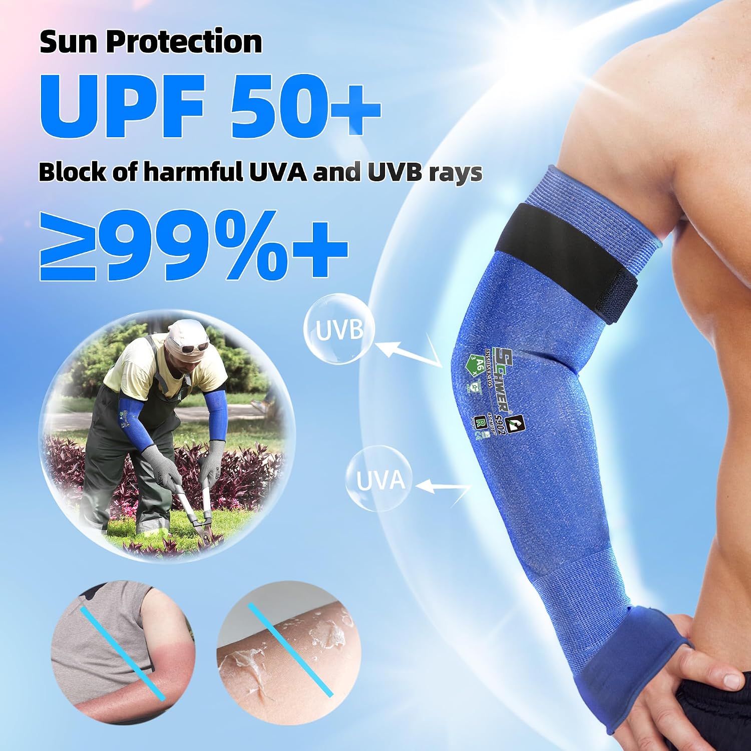 Schwer 20 Pairs 18in A6 Cut Resistant Arm Sleeves for Gardening, S902