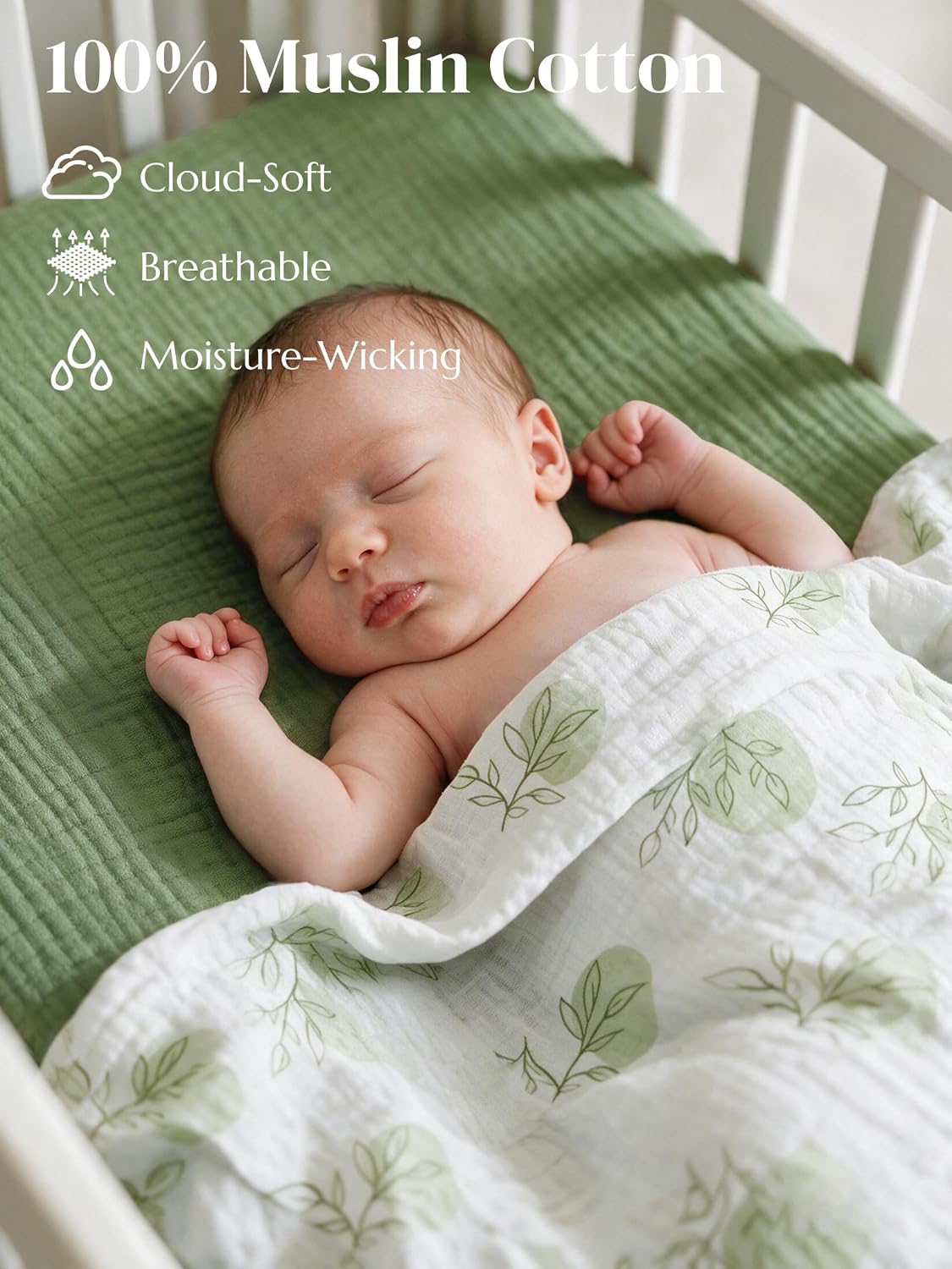 Muslin Swaddle Blankets for Newborns, 100% Cotton, 3-Pack, 40 x 40 Inches