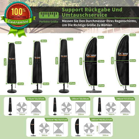 Enzeno Patio Umbrella Covers for 7.5-9 FT Market Umbrella Waterproof