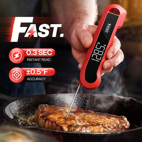 0.3 Sec Instant Read Meat Thermometer Digital for Cooking, Red