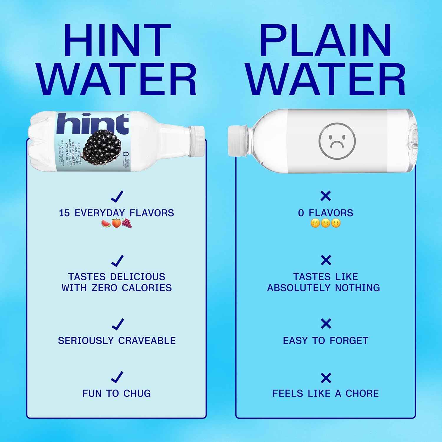 Hint Fruit-Infused Bottled Water, Blackberry - Sugar Free Flavored Water with Zero Calories, Natural Fruit Essences, and No Artificial Sweeteners - 16 Fl Oz (Pack of 12)