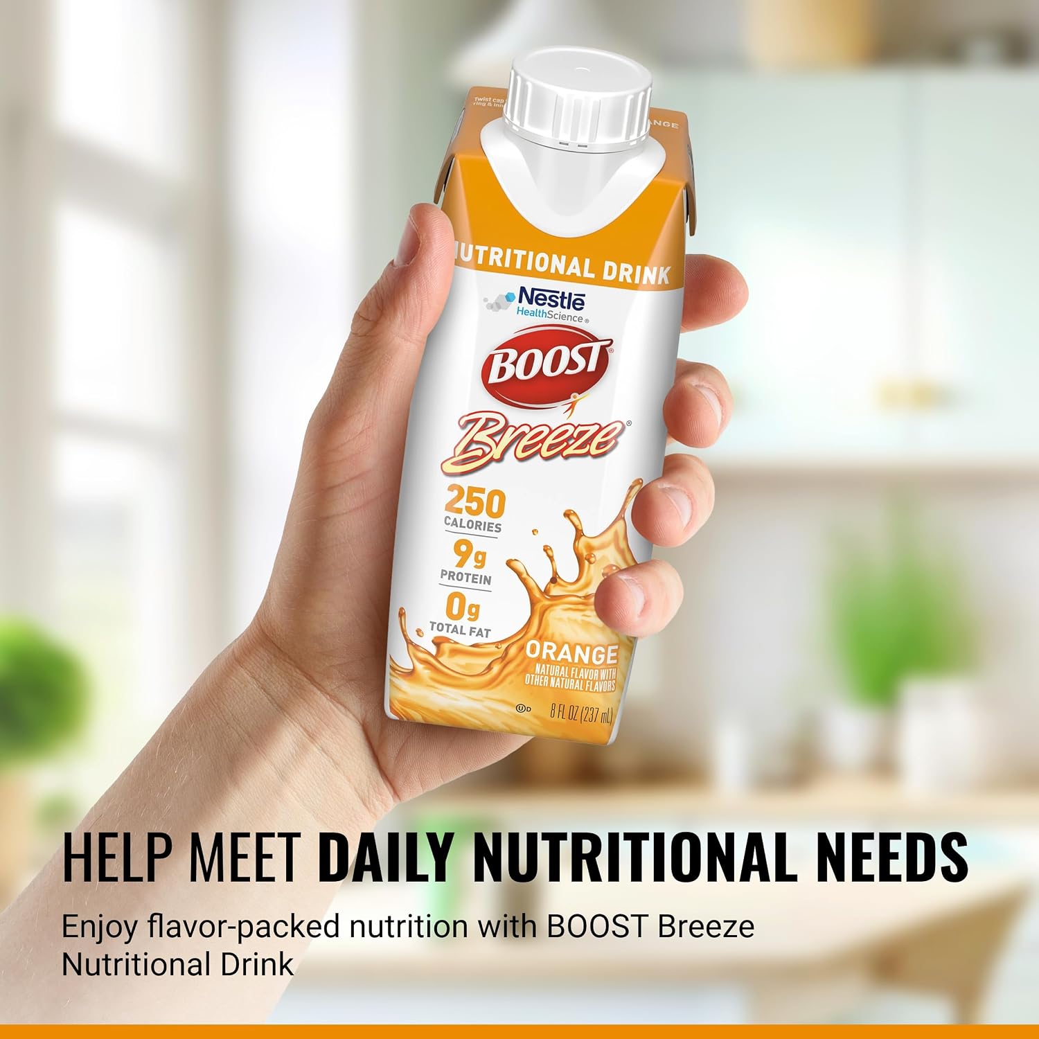 BOOST Breeze Clear Nutritional Drink - 250 Calories - 19 Vitamins & Minerals - 9 g Protein - Fortified Clear Nutritional Drink with Vitamin A & Zinc - Orange Flavor - 8 fl oz (Pack of 24)