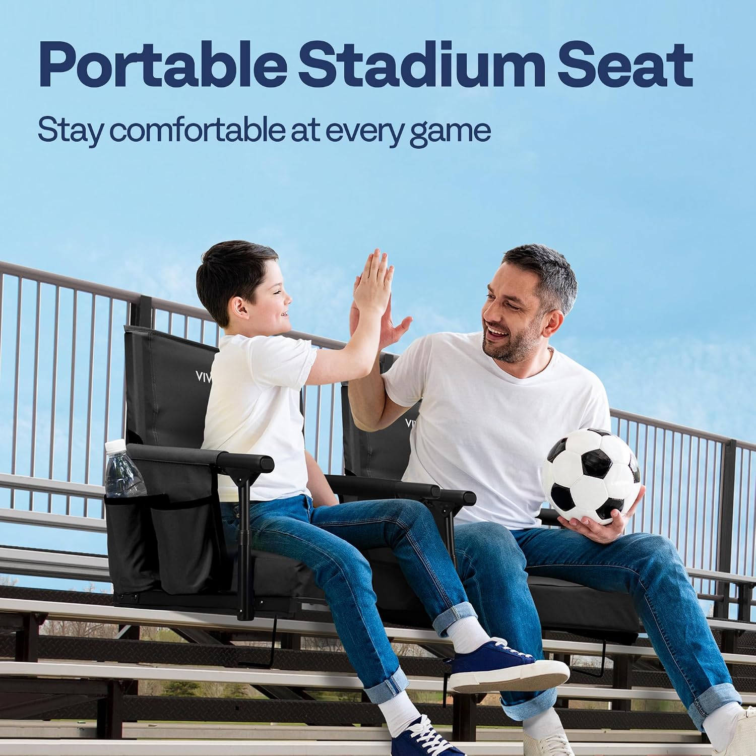VIVOHOME Stadium Seats with Back Support, Bleacher Chair for Sports Events