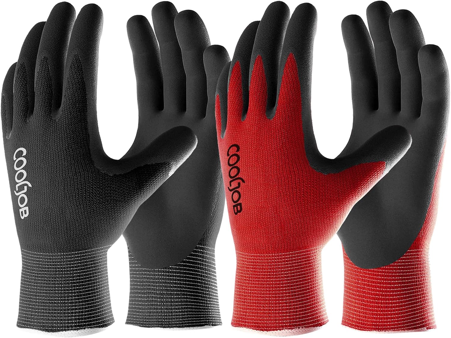 COOLJOB 6 Pairs Gardening Gloves for Men, Breathable Rubber Coated, Large