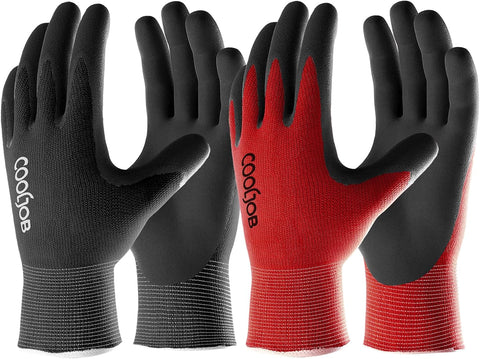 COOLJOB 6 Pairs Gardening Gloves for Men, Breathable Rubber Coated, Large