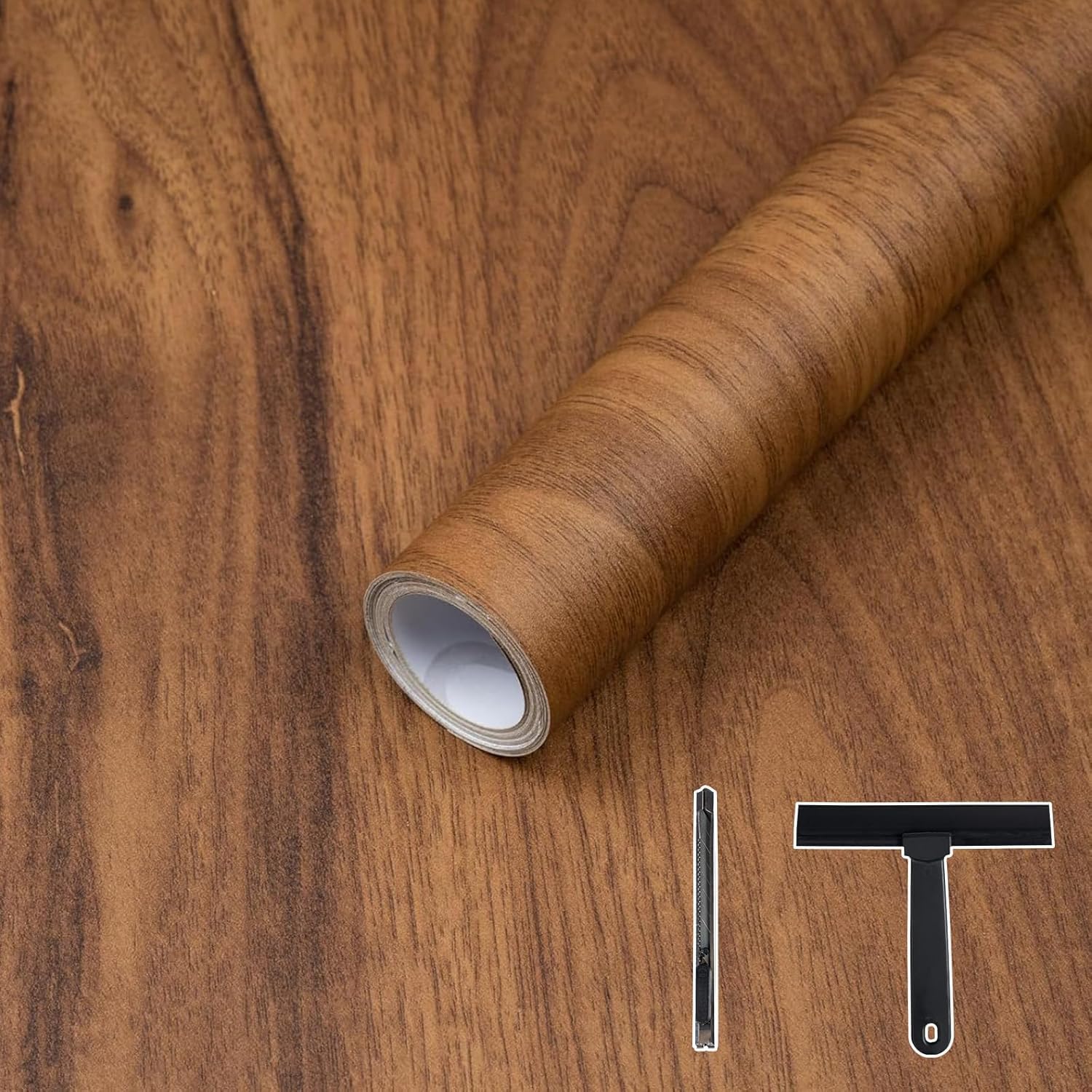 Wood Contact Paper Peel and Stick Dark Brown Walnut Wood Grain Wallpaper