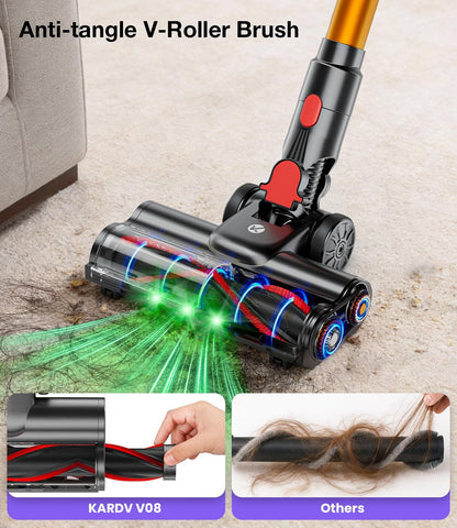 Cordless Vacuum Cleaner, 600W 50KPA Vacuum Cleaners for Home, 65Mins Stick Vacuum Cordless with Self-Standing, LED Display & Anti-Tangle, Lightweight Wireless Vacuum for Pet Hair/Carpets/Floors