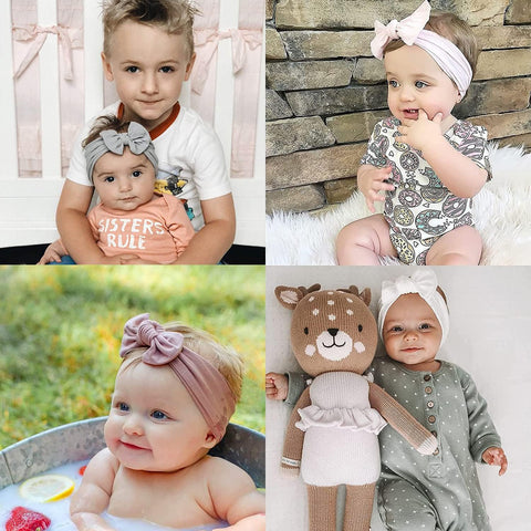 ALinmo 25PCS Baby Nylon Headbands Soft Baby Girl Headbands with Hair Bows