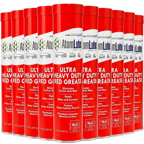 AtomLube Ultra Heavy Duty Red Grease, 10-Pack of 14 oz Tubes