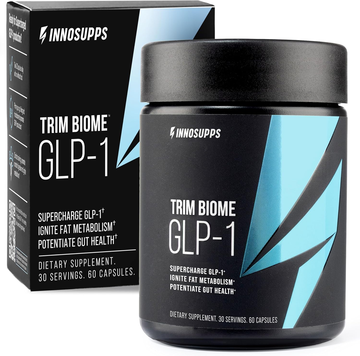 InnoSupps Trim Biome GLP-1 Supplement Weight Loss - Probiotic, Prebiotic, Postbiotic for Gut Health, Appetite & Metabolism Support with Akkermansia, Berberine - 60 Capsules, 30 Servings