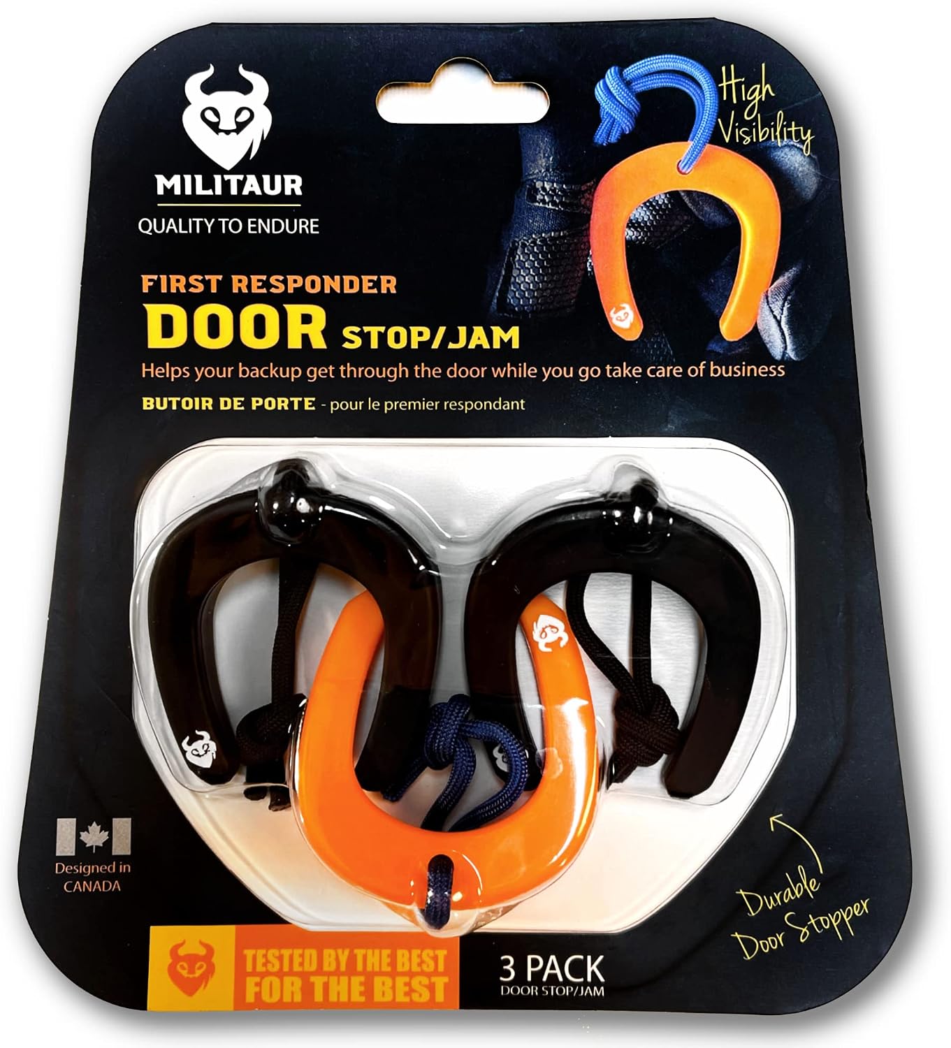 Militaur First Responder Door Stop/Jam Multi (3 Pack) – Compatible with Molle Systems, Tactical Tool for Police, EMS, EMT, Firefighters, Security