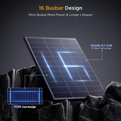 N-Type 16BB 100 Watt Solar Panel, 25% High Efficiency