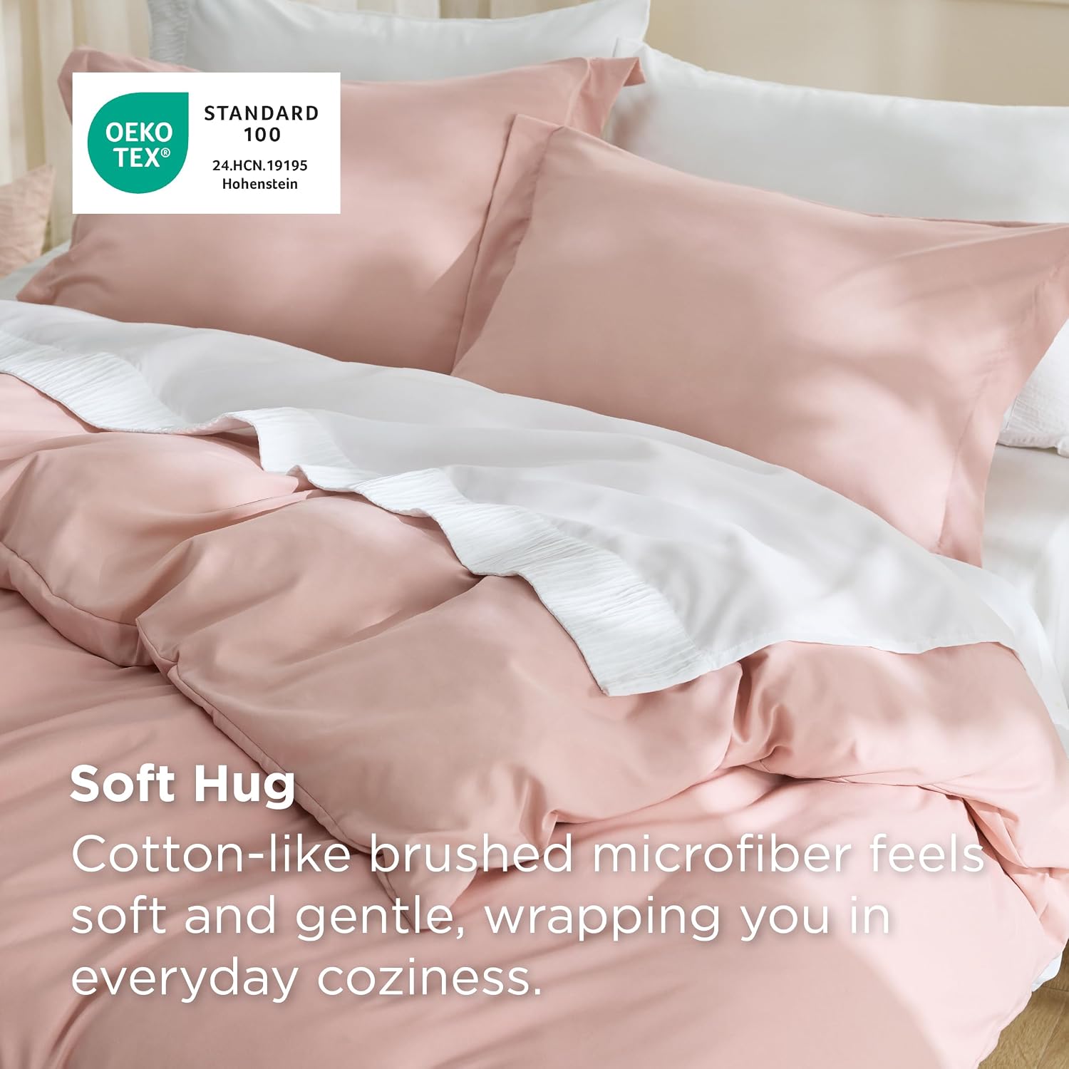 Bedsure Duvet Cover Full Size, 3Pcs Double Brushed Bedding Set, Blush Pink