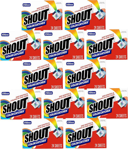Shout Color Catcher Sheets for Laundry, Allow Mixed Washes, Prevent Color Runs and Maintain Original Clothing, 24 Count (Pack of 12)