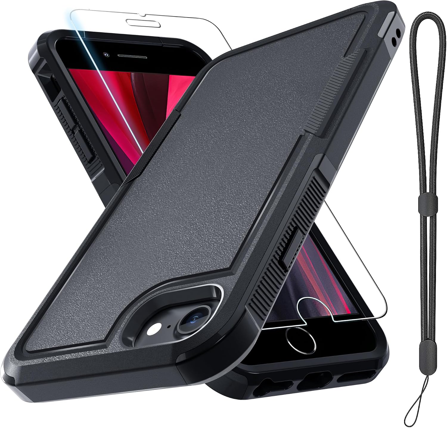 for iPhone 8/7/SE 2022 2020 Case,Military Grade Phone Cover,Black Matte