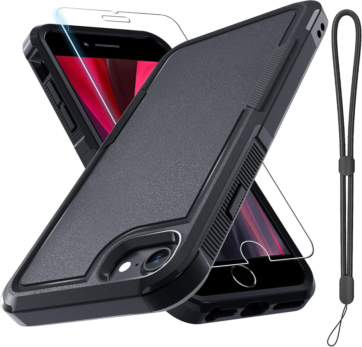 for iPhone 8/7/SE 2022 2020 Case,Military Grade Phone Cover,Black Matte