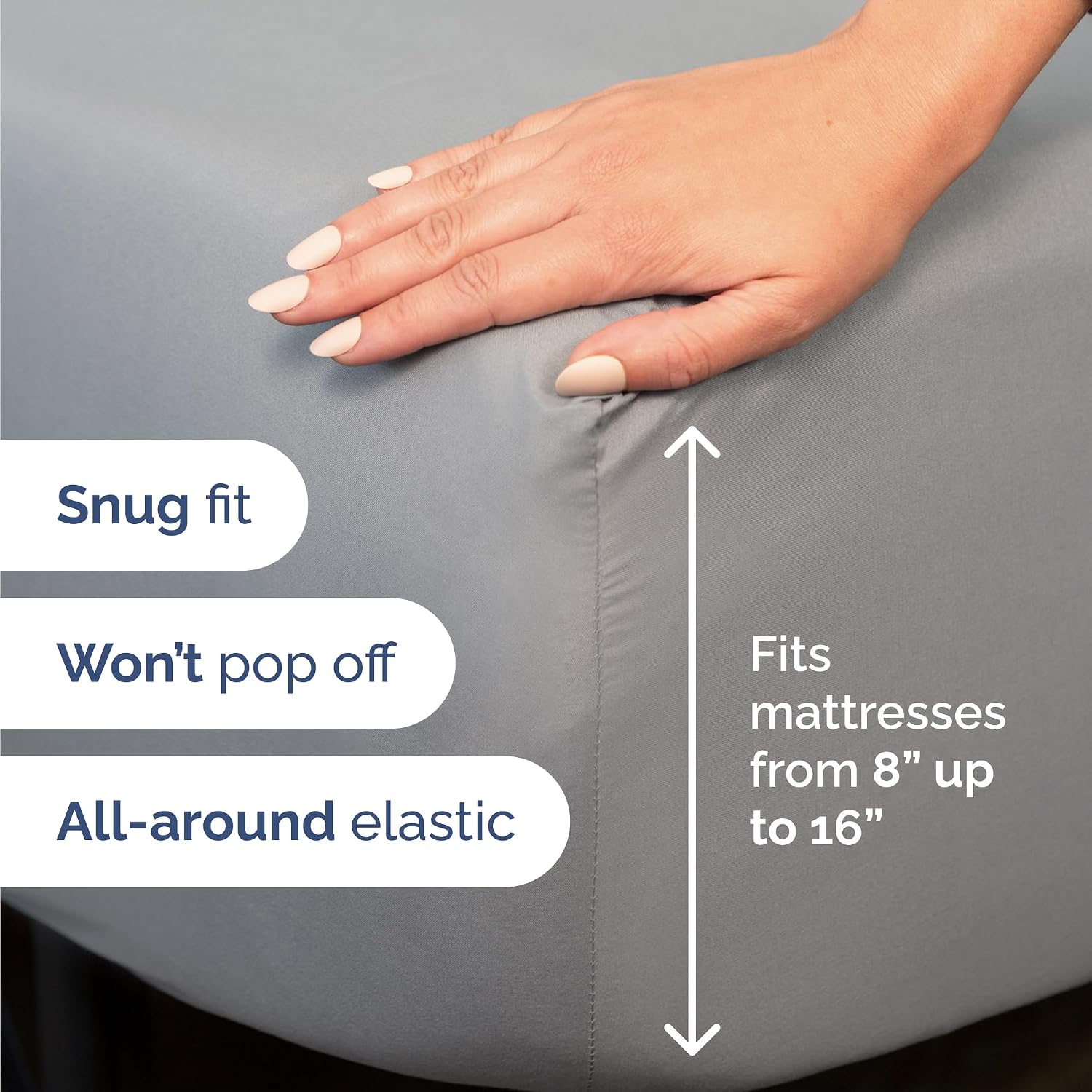 Cal King Size 4 Piece Sheet Set - Breathable & Cooling Sheets - Steel Blue