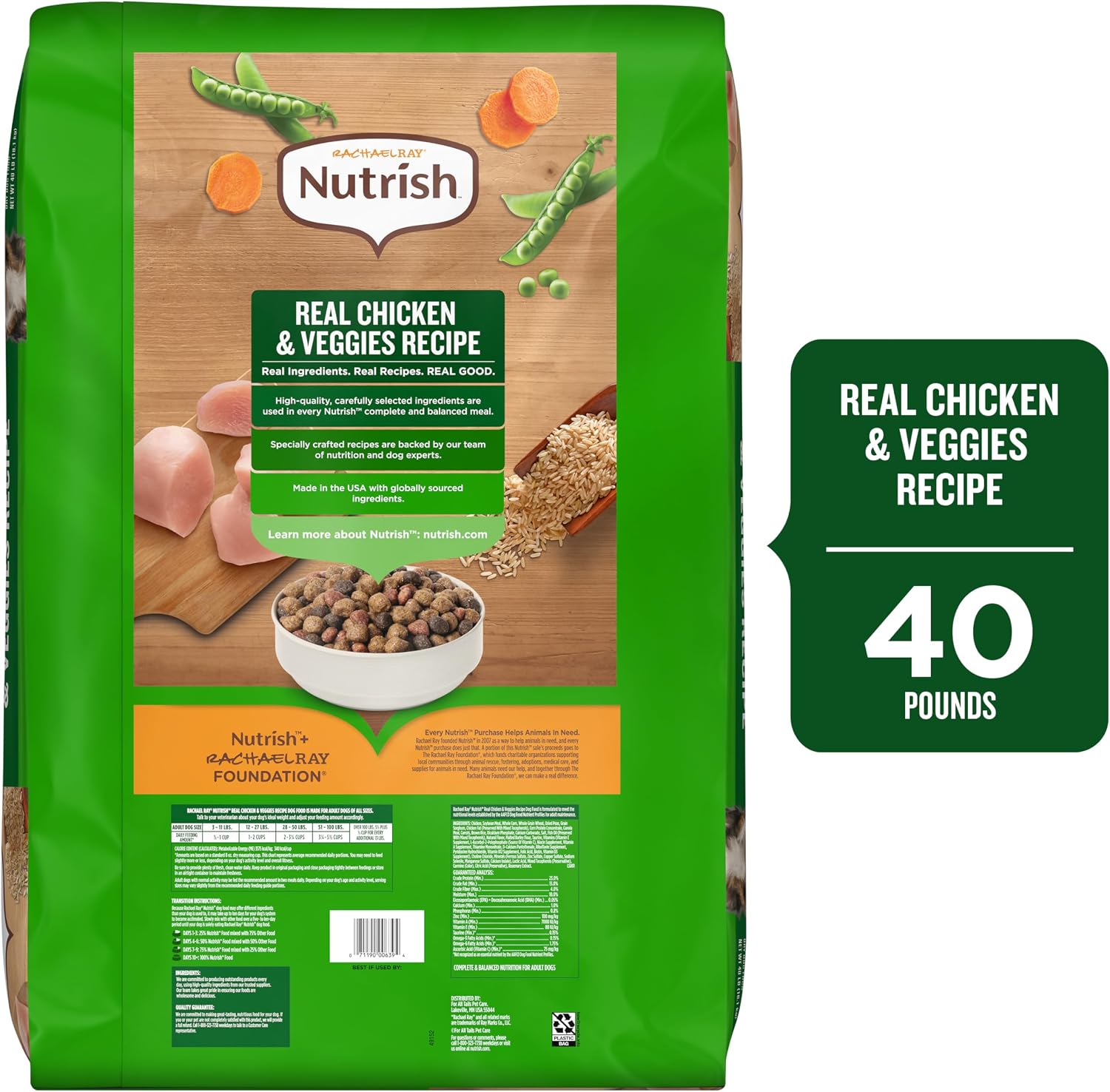 Nutrish Dry Dog Food, Real Chicken & Veggies, 40 lb. Bag (Rachael Ray)