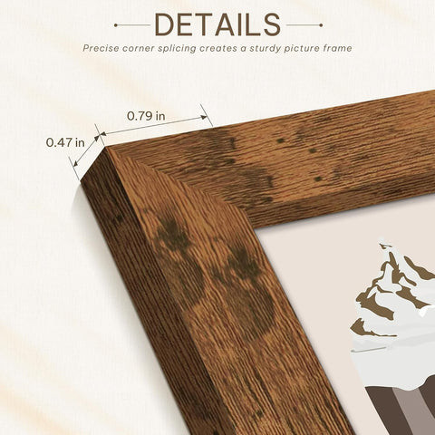 Picrit 14x17 Rustic Brown Picture Frame, Poster Frame for Wall, 3 Pack