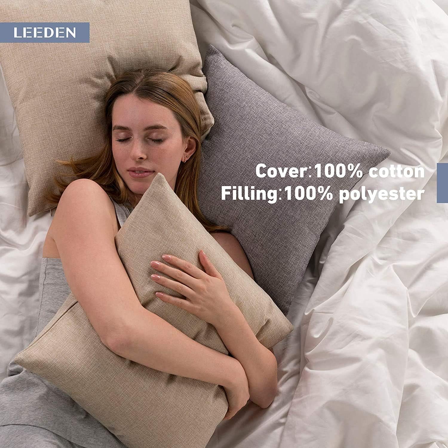 Leeden 14x36 Lumbar Throw Pillow Inserts Set of 1-100% Cotton Cover