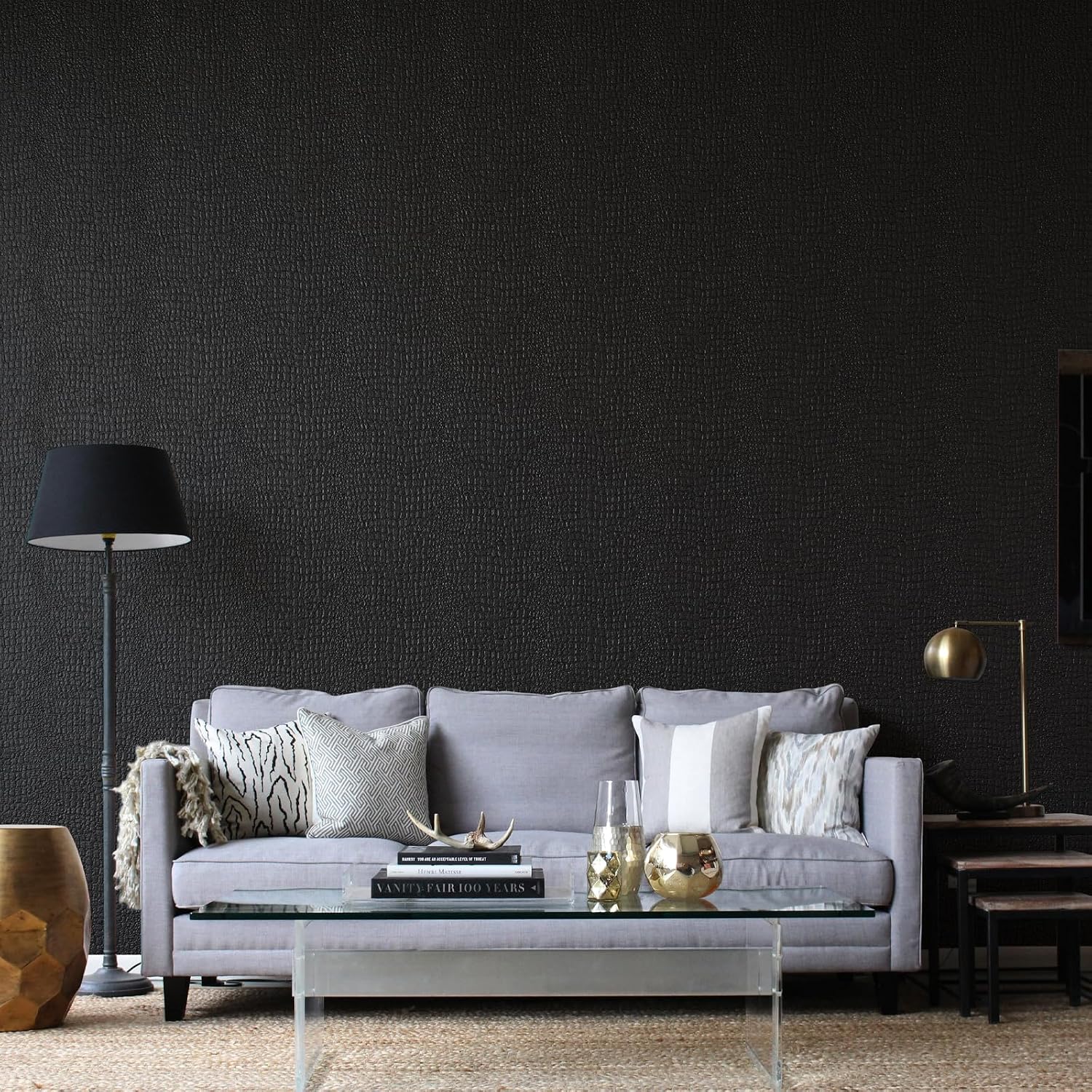 Zeeko Black Crocodile Peel and Stick Wallpaper 17.3" X 984"