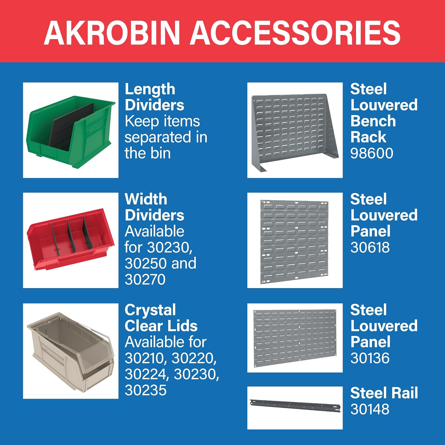 Akro-Mils 30270 AkroBins Plastic Storage Bins, 18"x16"x11", Blue, 3-Pack