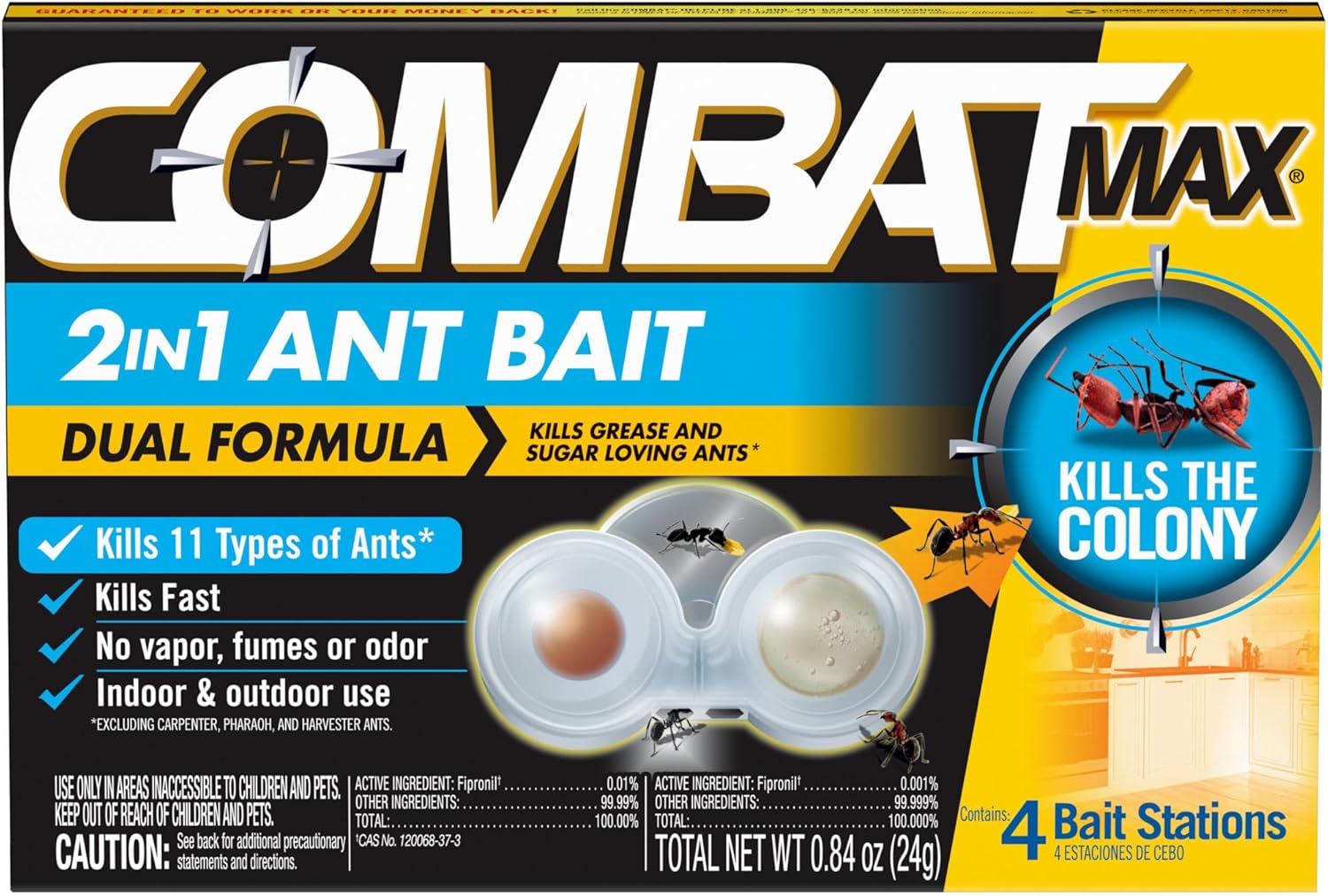 Combat Max 2in1 Ant Bait Station, Indoor & Outdoor Use, 4 Count