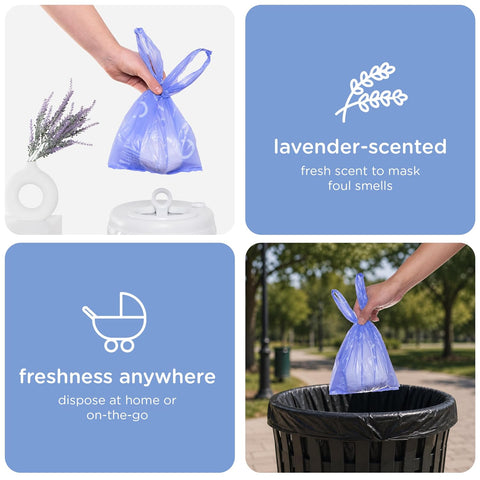 Ubbi Disposable Baby Diaper Sacks, Lavender Scented, 200 Count