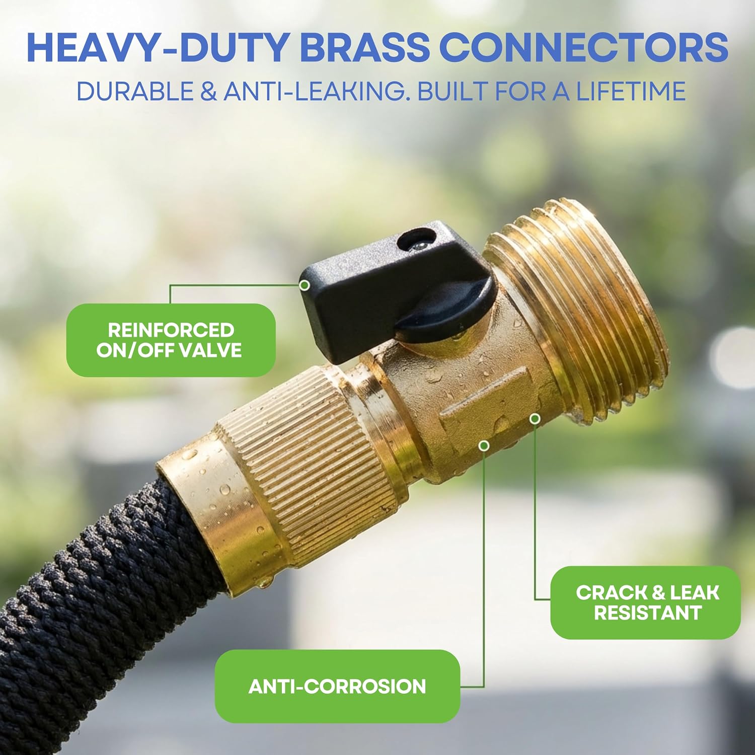 J&B XpandaHose 100ft Expandable Garden Hose, Lightweight, Brass Connectors