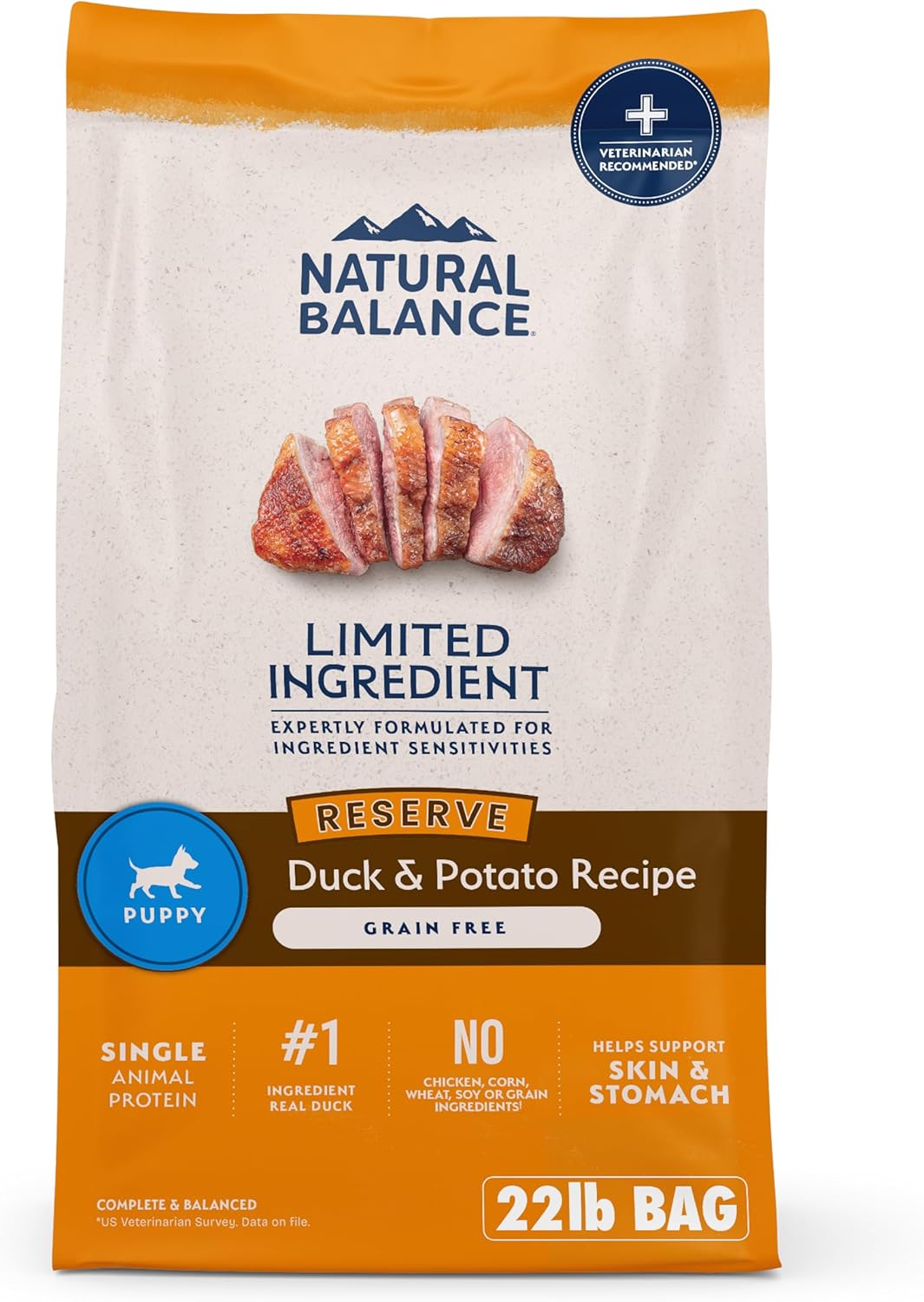 Natural Balance Limited Ingredient Puppy Grain-Free Dry Dog Food, Reserve Duck & Potato Recipe, 22 Pound (Pack of 1)