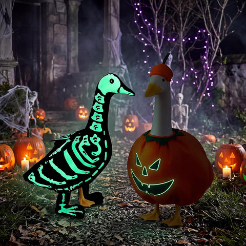 2 Set Halloween Porch Goose Outfits 23'', Glow in The Dark