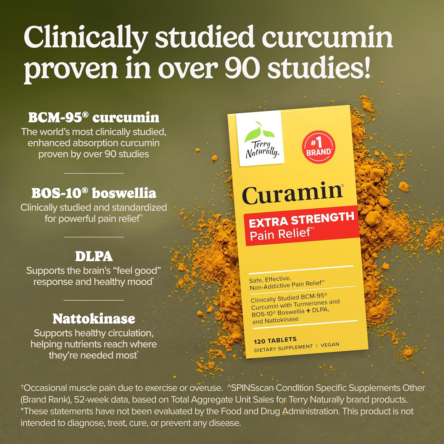 Terry Naturally Curamin Extra Strength - Soreness & Pain Relief - 120 Count