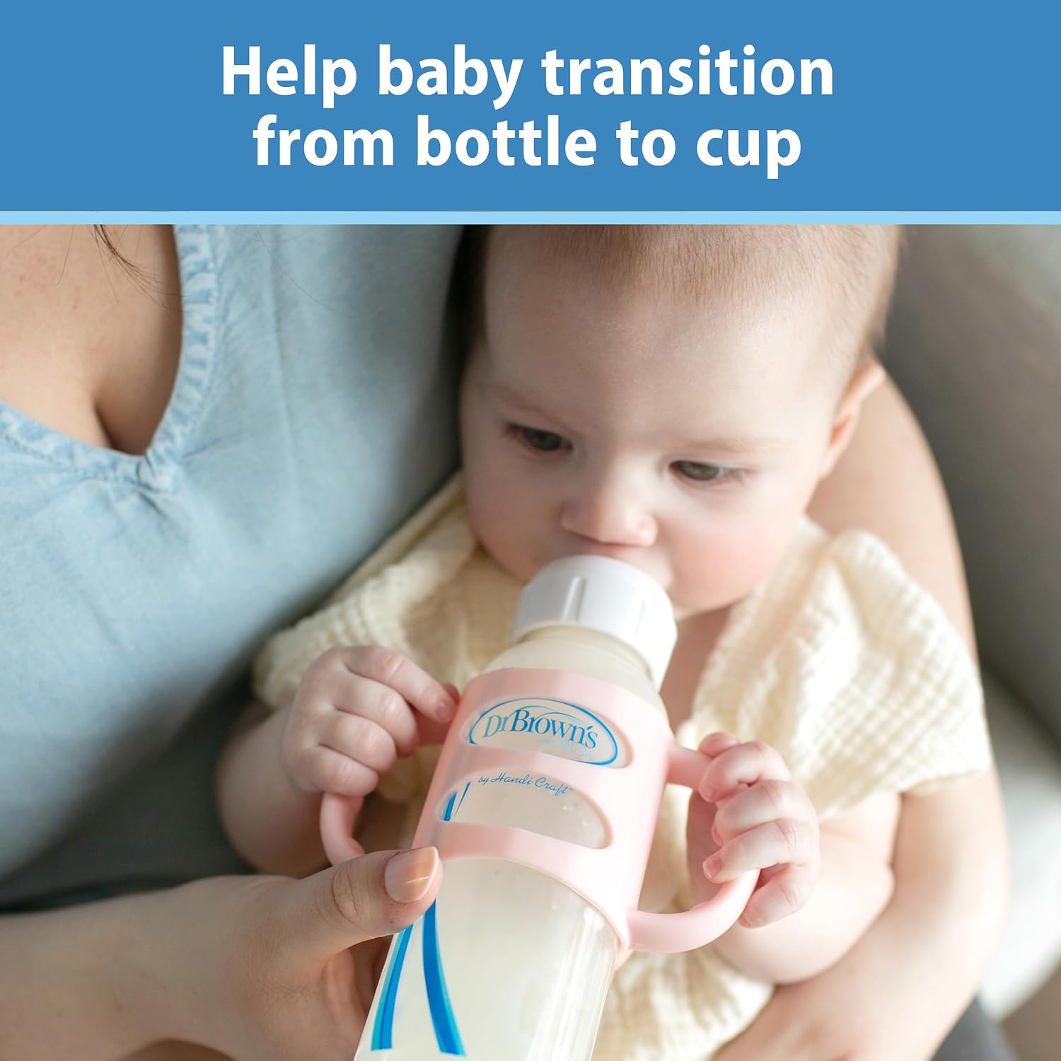 Dr. Brown's Milestones Narrow Sippy Spout Bottle with 100% Silicone Handles, Easy-Grip Handles with Soft Sippy Spout, 8oz/250mL, Black & Ecru, 6m+, 2 Count (Pack of 6)