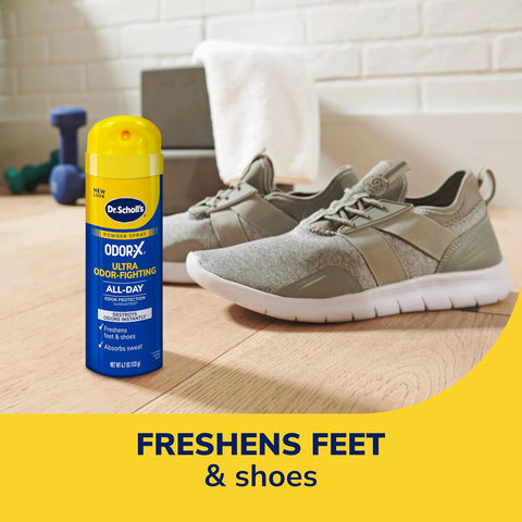 Dr. Scholl's Odor-X Odor-Fighting Spray-Powder, All-Day Odor Protection And Sweat Absorption, Odor-Fighting Spray Powder, Packaging May Vary