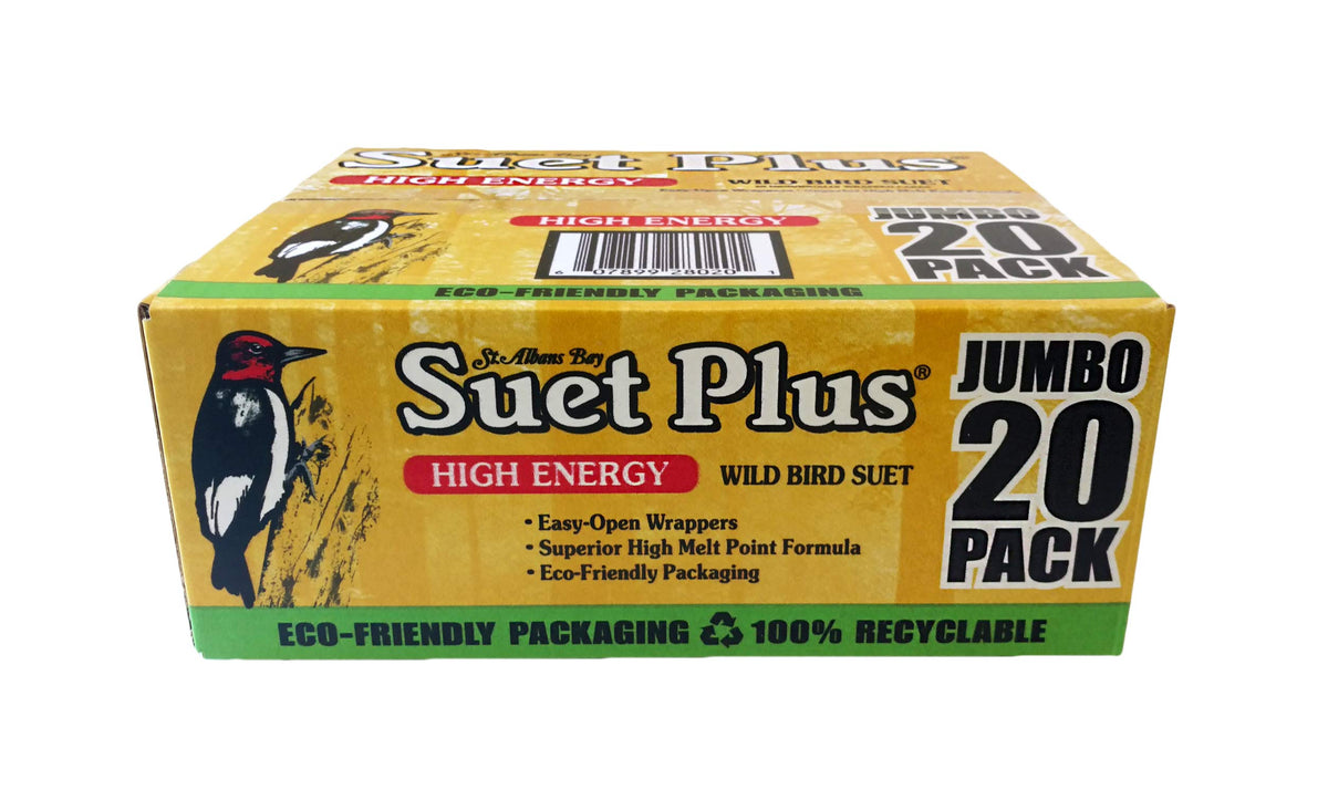 ST. ALBANS BAY SUET PLUS High Energy Suet Cakes, 20 Pack of 11 oz. Suet Cakes for Wild Birds