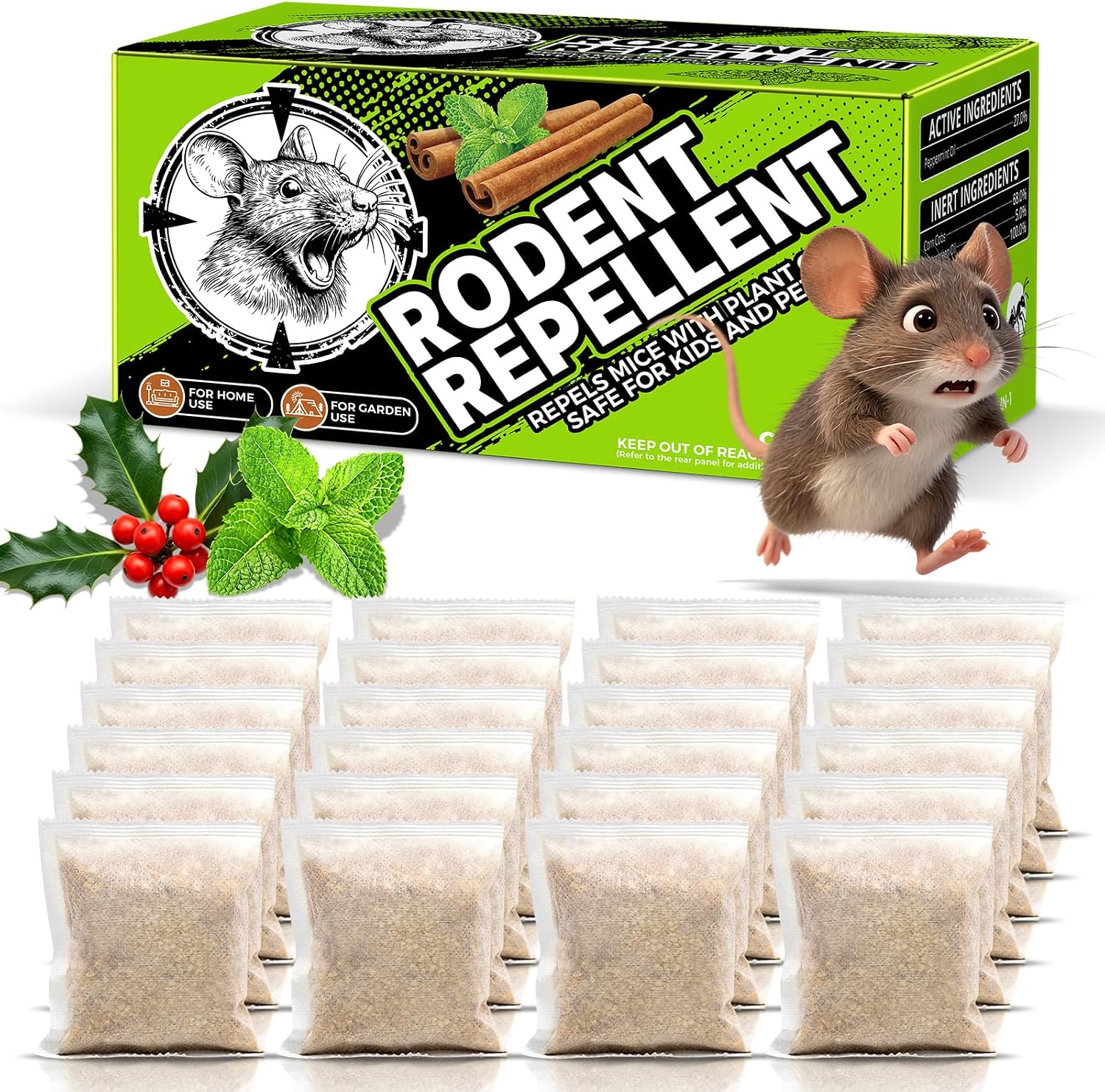 Lickoon Mouse Repellent 24 Pouches, Rodent Repellent for Indoor & Outdoor