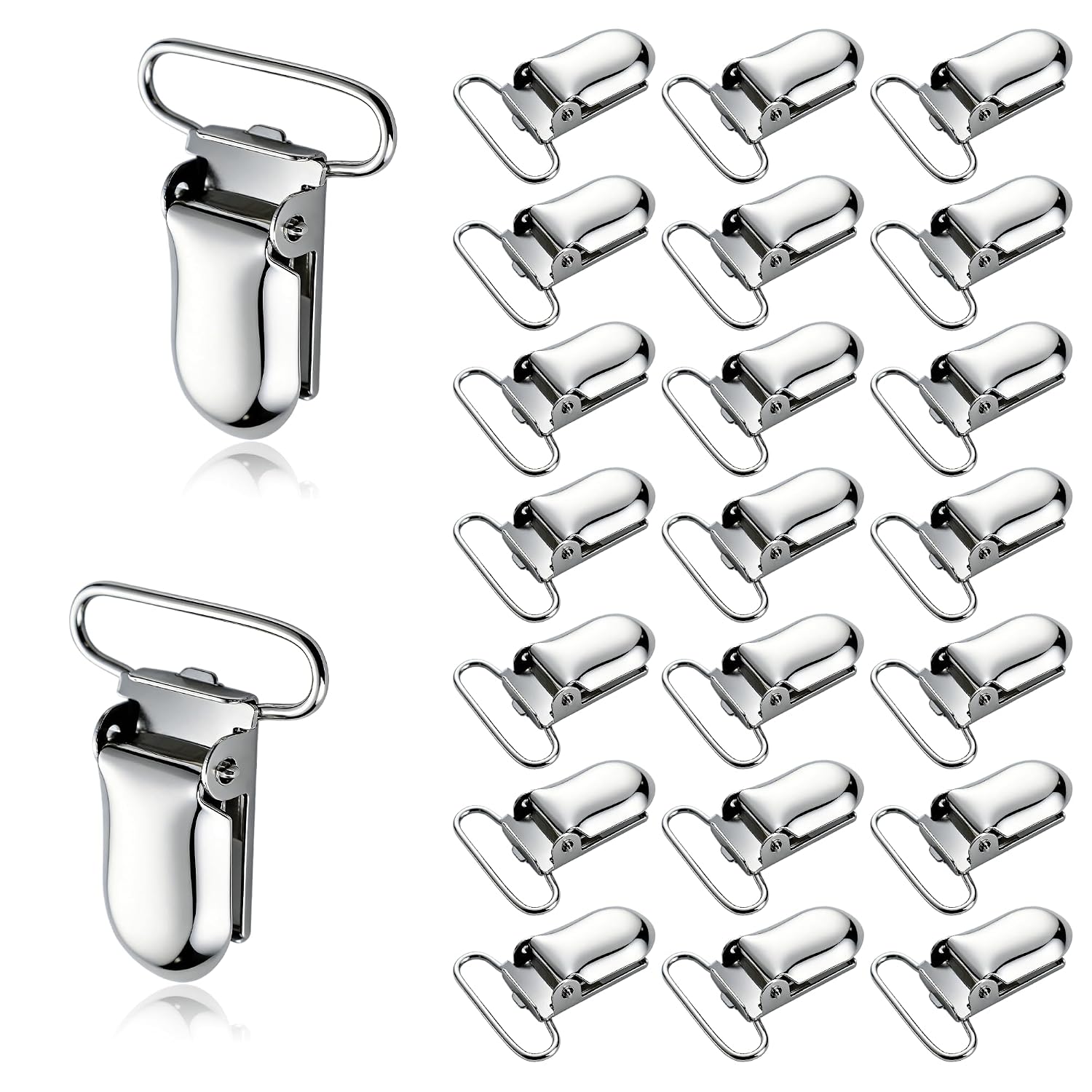 25 PCS 1" Suspender Clips Metal Pacifier Clip Holder