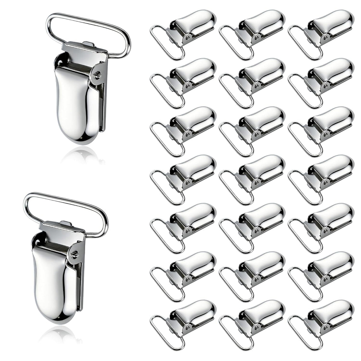 25 PCS 1" Suspender Clips Metal Pacifier Clip Holder