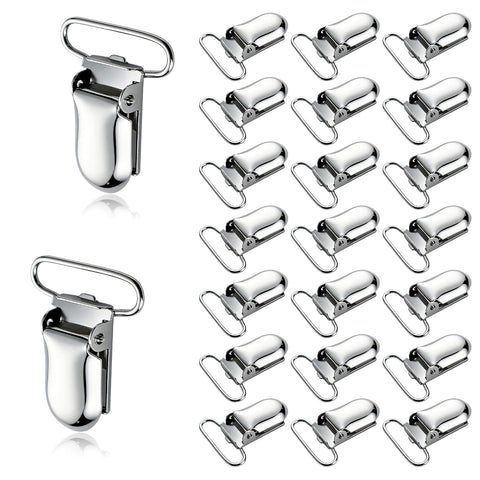 25 PCS 1" Suspender Clips Metal Pacifier Clip Holder