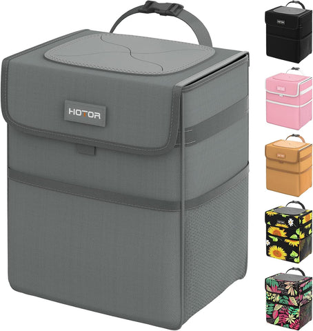 HOTOR Car Trash Can, Leak-Proof Car Organizer, Light Grey, 2-Gallon