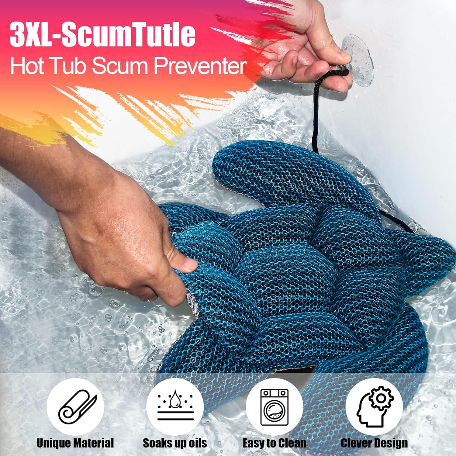 3XL-Scum Turtle Oversized Hot Tub Sponge Pool Sponge Oil Absorber for Spas