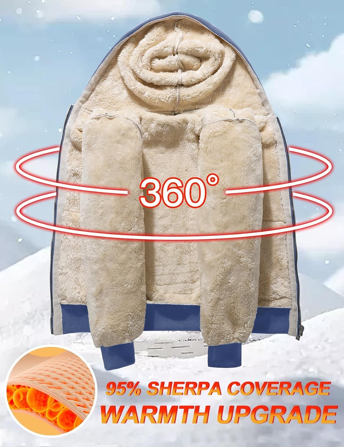Flygo Unisex Boys Girls Fleece Jacket Hoodie Sherpa Lined Zip Up Hooded Sweatshirt Kids Winter Jackets